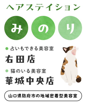 ヘアステイションみのり占いもできる美容室右田店猫のいる美容室華城中央店山口県防府市の地域密着型美容室