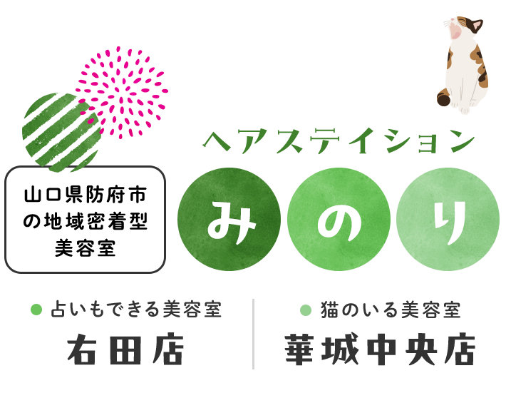ヘアステイションみのり占いもできる美容室右田店猫のいる美容室華城中央店山口県防府市の地域密着型美容室